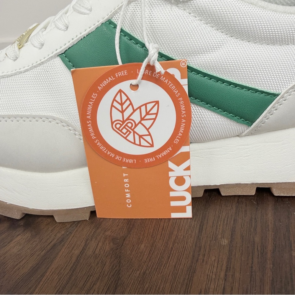 Lucky Step White Green Retro Sneakers Women’s Size‎ 9 Vegan Comfort Lace Up - Picture 4 of 15